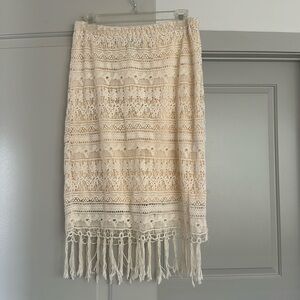 Chico’s Midi Lace Skirt with tassels